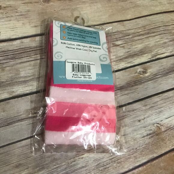 Imagine Baby Leggings Legs Legwarmers NEW Flutter Pink White Stripe - Picture 4 of 4